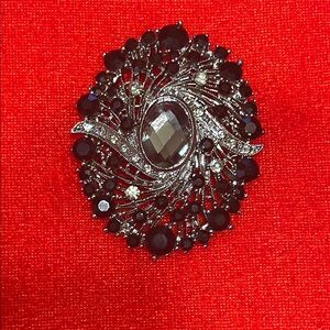 Elegant Black and Silver Brooch